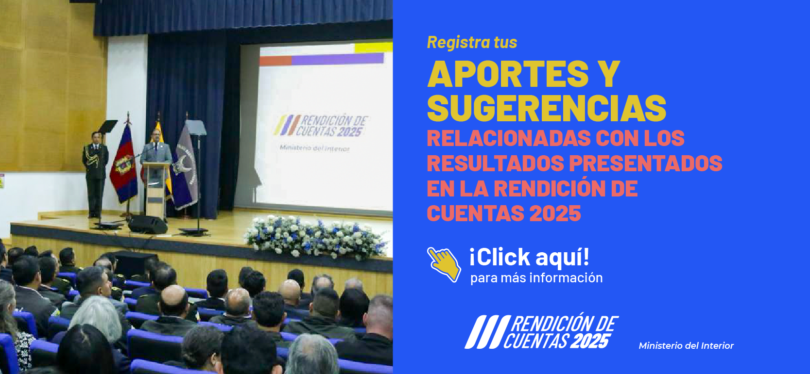 Registra tus aportes y sugerencias relacionadas con los resultados presentados en la Rendición de Cuentas 2025